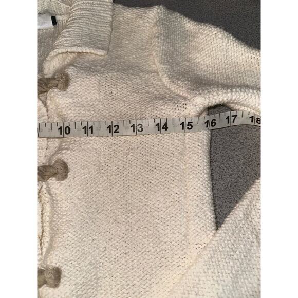 J Crew | XXS | Fisherman Toggle Knit Cardigan Sweater cream rope wood cotton - Picture 3 of 9